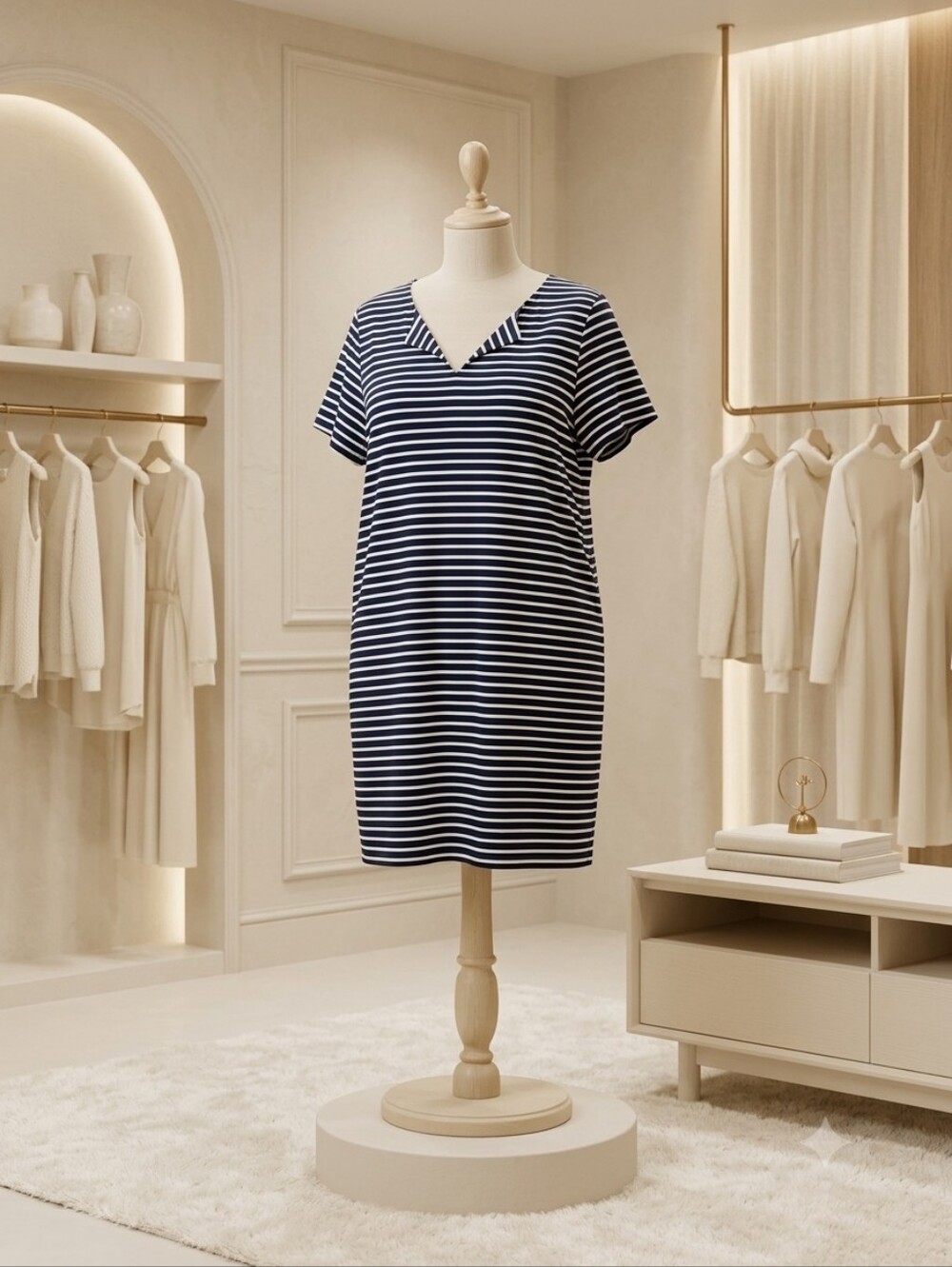Vineyard Vines XXL Navy & White Striped Split V-Neck Dress